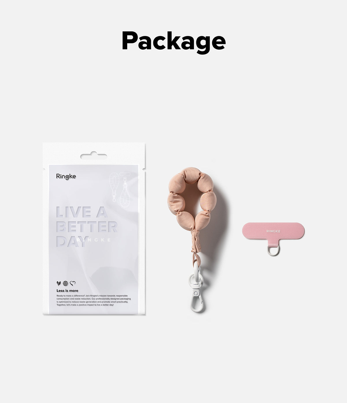 Holder Link Puffer | Finger - Ringke puffer finger strap with white clip and adhesive anchor in retail packaging.