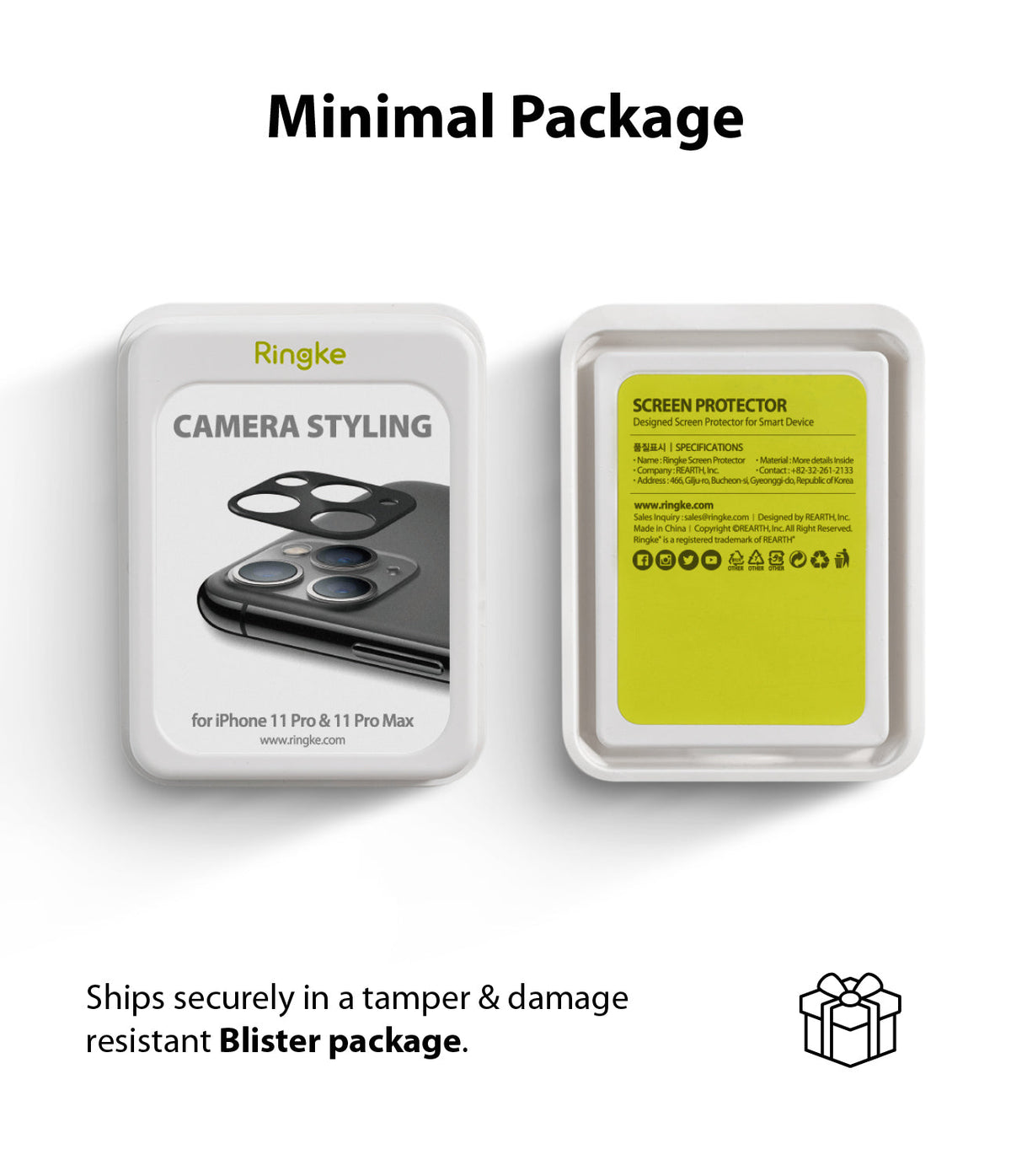 iPhone 11 Pro / Pro Max | Camera Styling - Two white blister packages showing Ringke camera lens protectors.