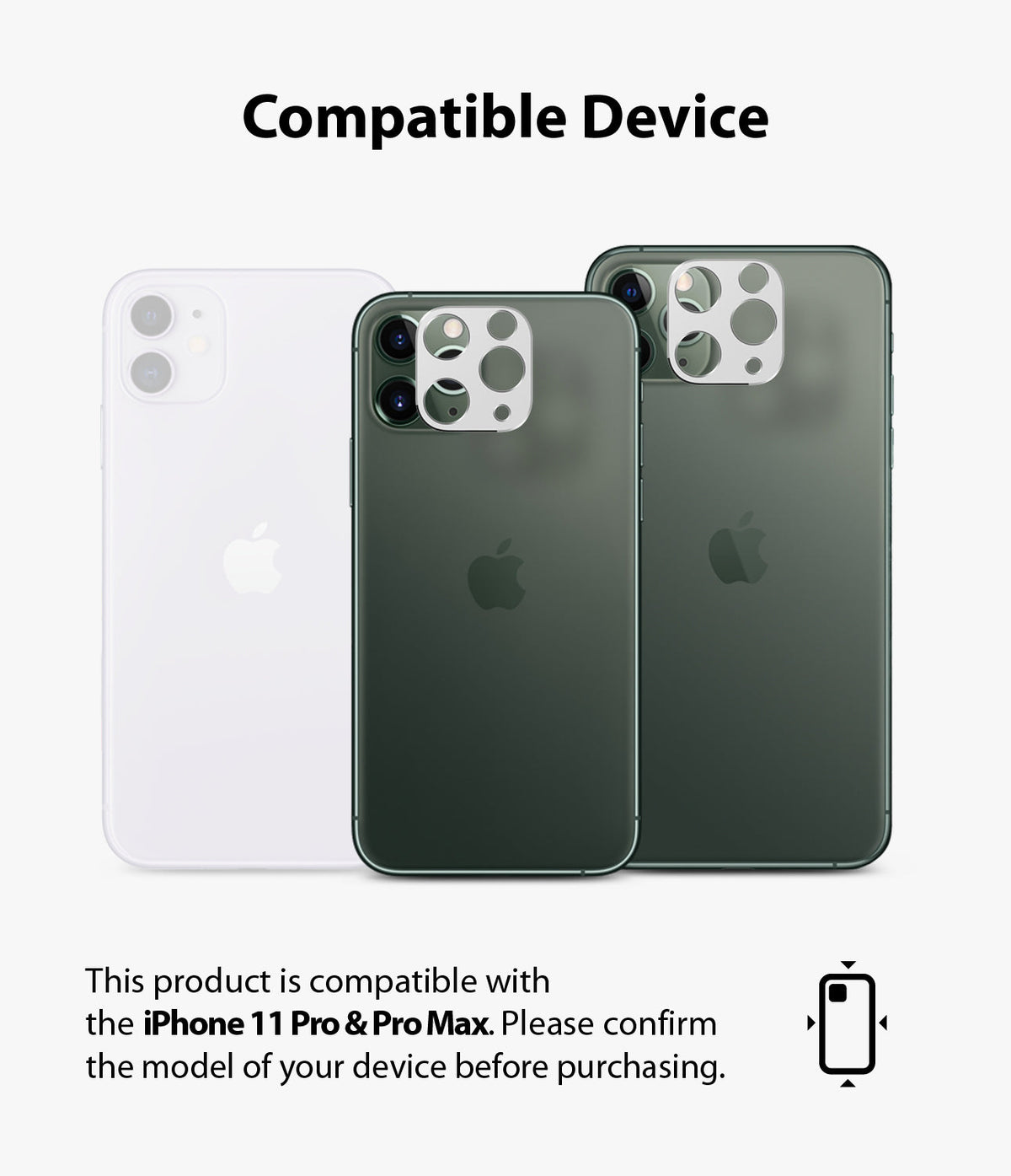iPhone 11 Pro / Pro Max | Camera Styling - Three iPhones showing camera lens protectors applied to the rear modules.