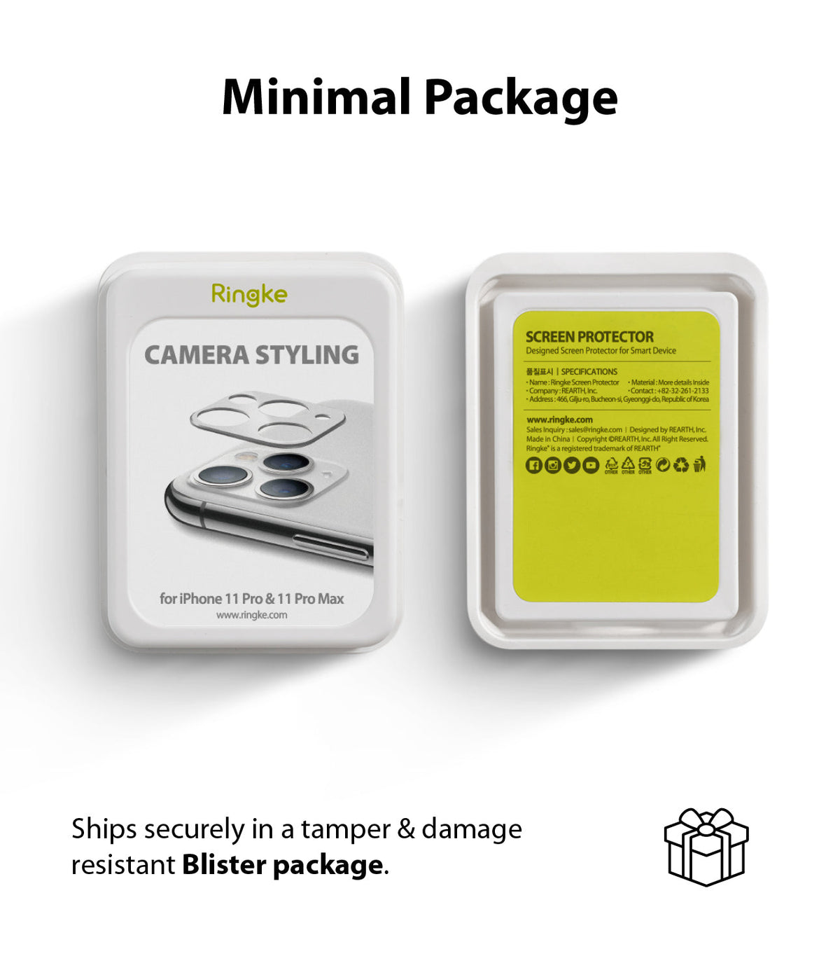iPhone 11 Pro / Pro Max | Camera Styling - Two white blister packages showing camera lens protectors for iPhone 11 Pro.