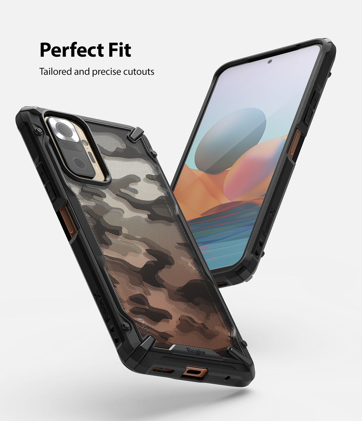 Redmi Note 10 Pro / 10 Pro Max Case | Fusion-X - Camouflage phone case with black frame and precise cutouts.