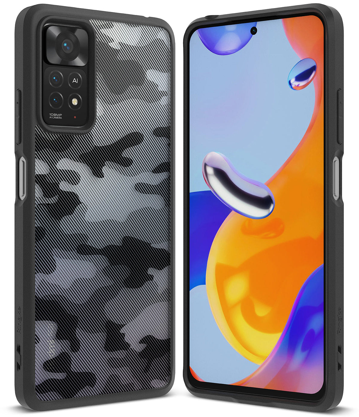 Xiaomi Redmi Note 11 Pro / 11 Pro 5G Case | Fusion - Black camouflage phone case on a Xiaomi smartphone.