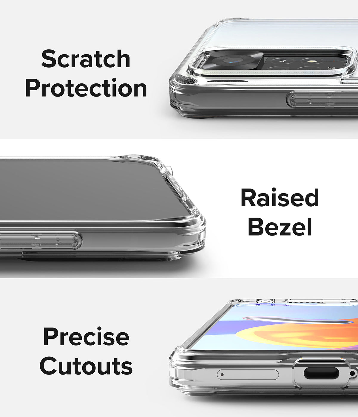 Xiaomi Redmi Note 11 Pro / 11 Pro 5G Case | Fusion - Clear phone case showing camera protection, raised bezels, and ports.
