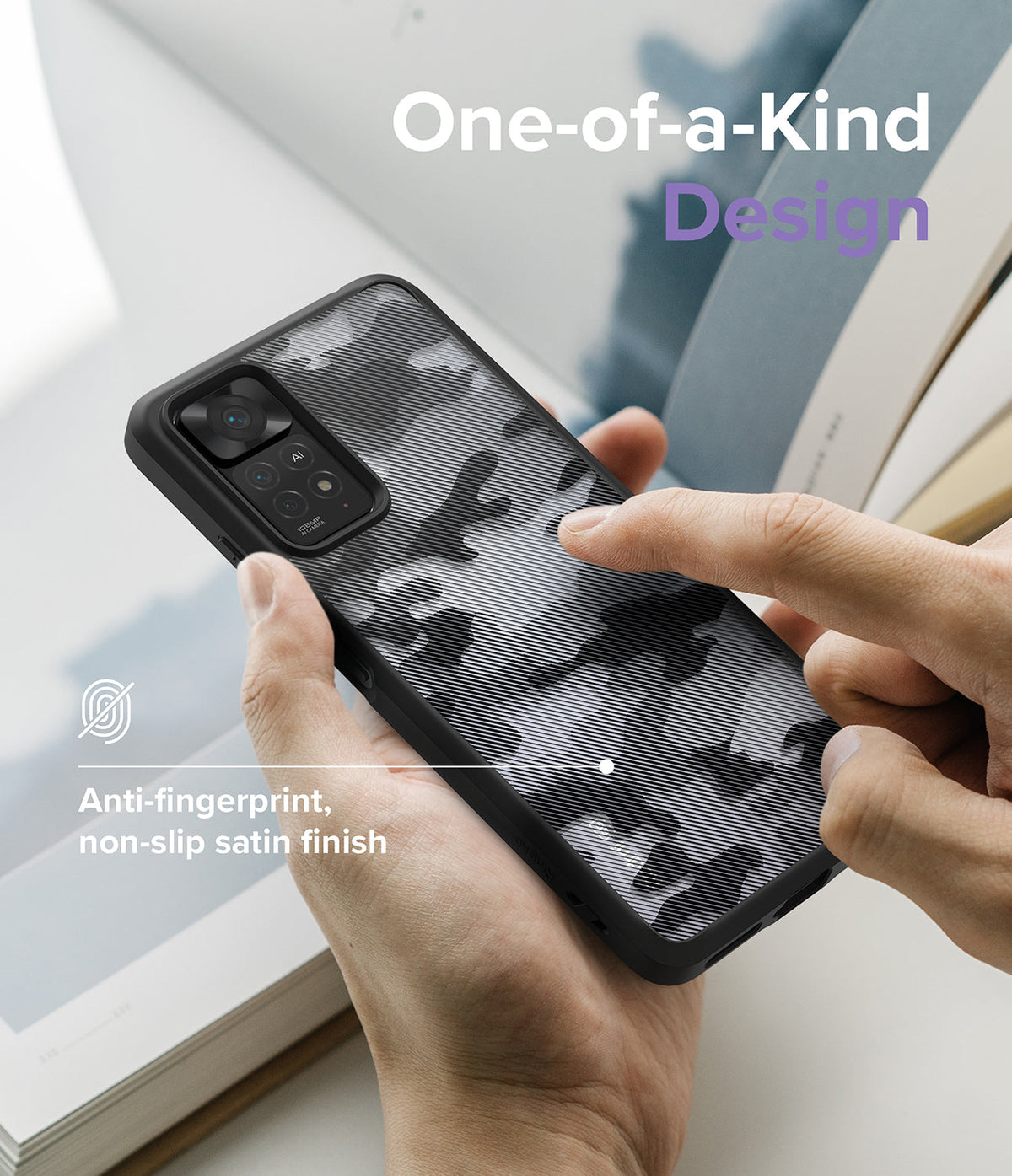 Xiaomi Redmi Note 11 Pro / 11 Pro 5G Case | Fusion - Black camouflage phone case with a textured, anti-fingerprint finish.