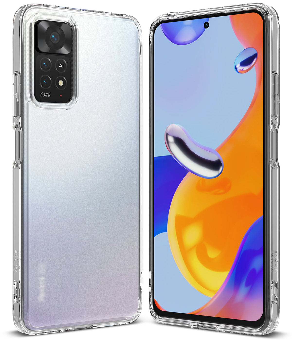 Xiaomi Redmi Note 11 Pro / 11 Pro 5G Case | Fusion - Clear protective case shown on the front and back of a smartphone.