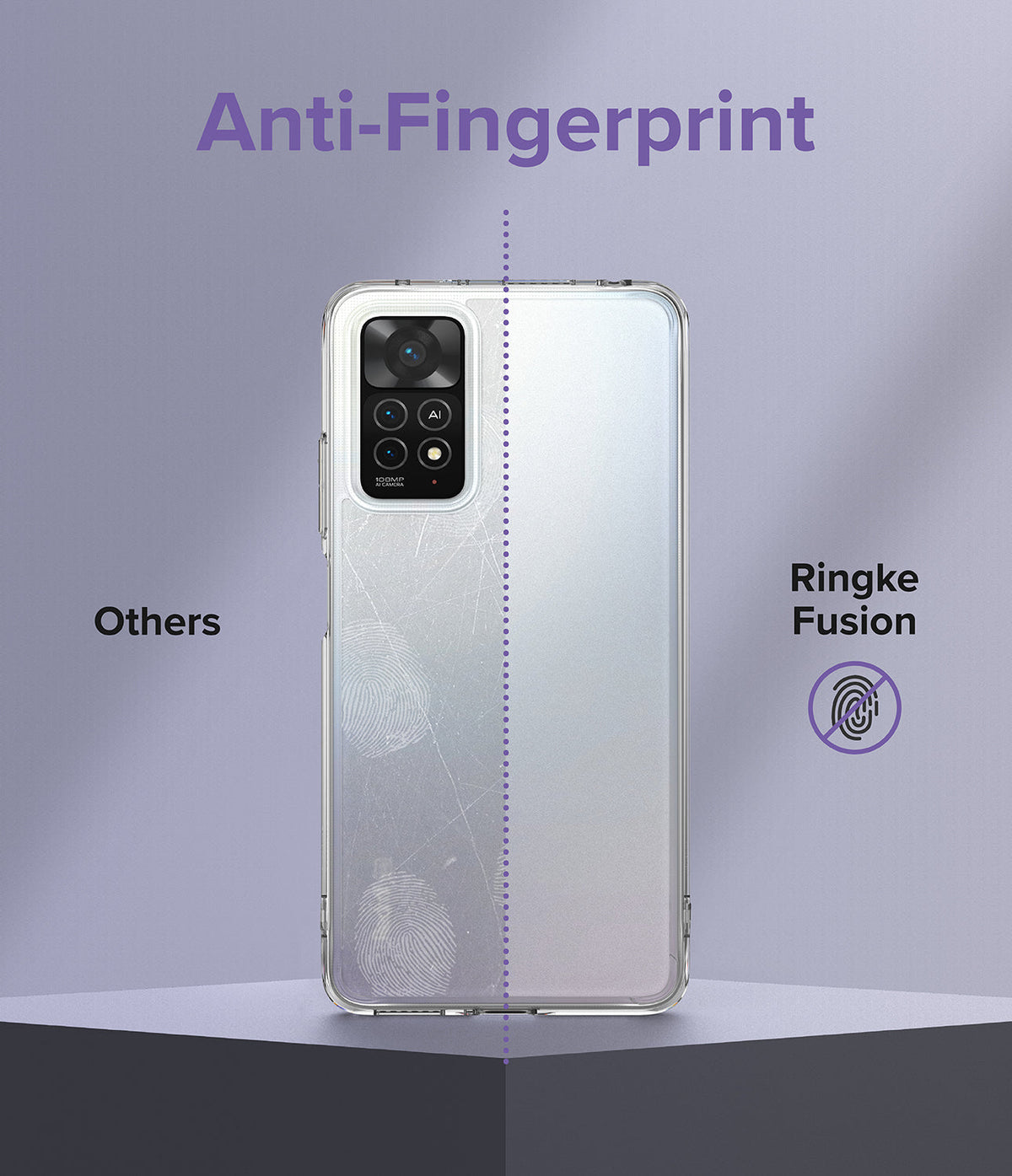 Xiaomi Redmi Note 11 Pro / 11 Pro 5G Case | Fusion - Comparison showing a smudged phone case versus a clean Ringke case.