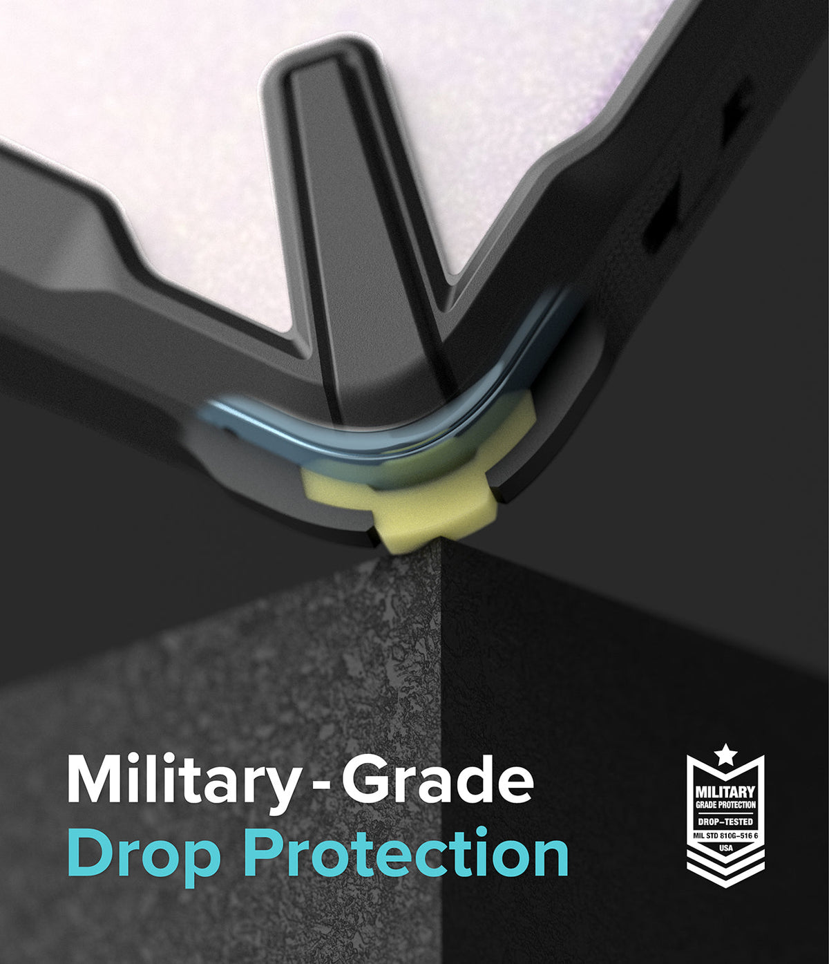 Redmi Note 11 Pro Plus Case | Fusion-X Plus - Close-up of a phone case corner absorbing impact with internal cushioning.