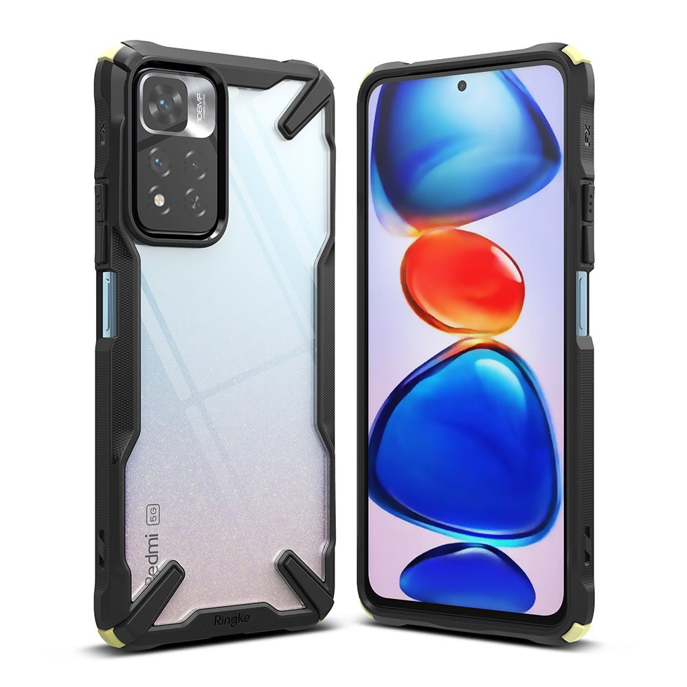Redmi Note 11 Pro Plus Case | Fusion-X Plus - Redmi Note 11 Pro Plus in a rugged black and clear protective case.