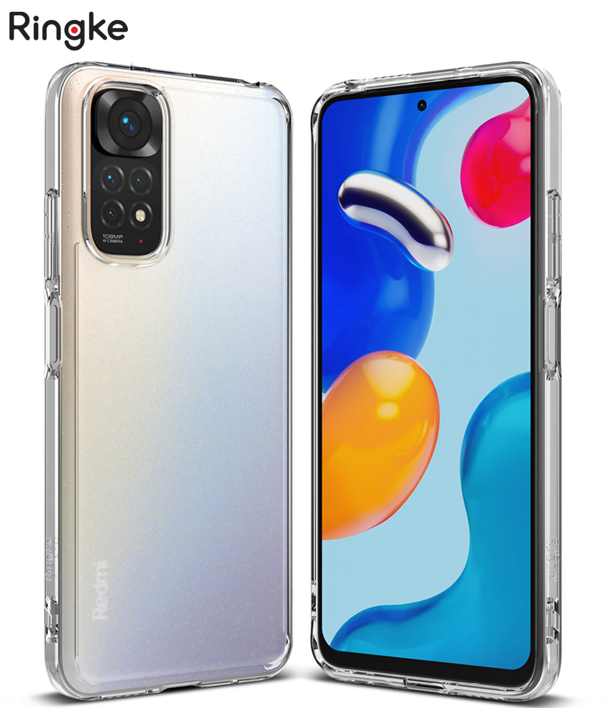 Xiaomi Redmi Note 11 / 11S Case | Fusion - Clear protective case on a Xiaomi phone showing front and back views.