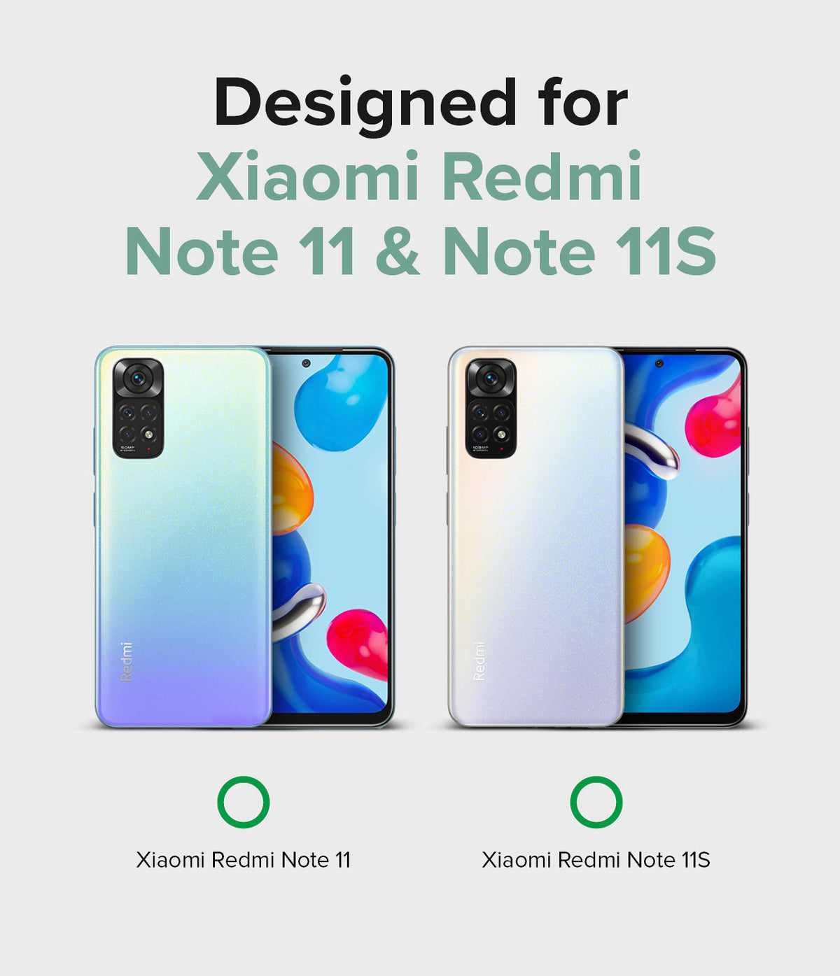 Xiaomi Redmi Note 11 / 11S Case | Fusion - Two smartphones with gradient backs and camera arrays side-by-side.