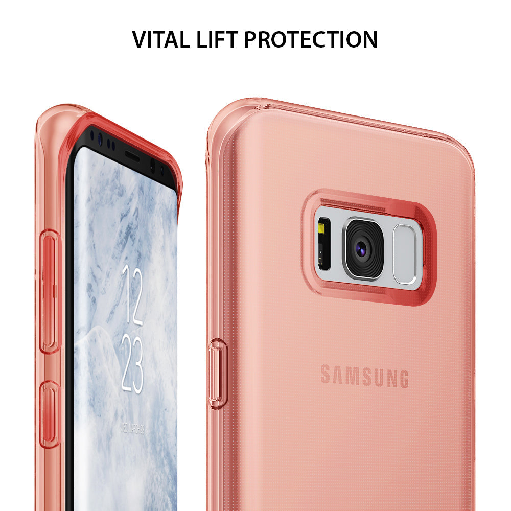 Galaxy S8 Plus Case | Air - Rose gold phone case showing raised edges for screen and camera protection.