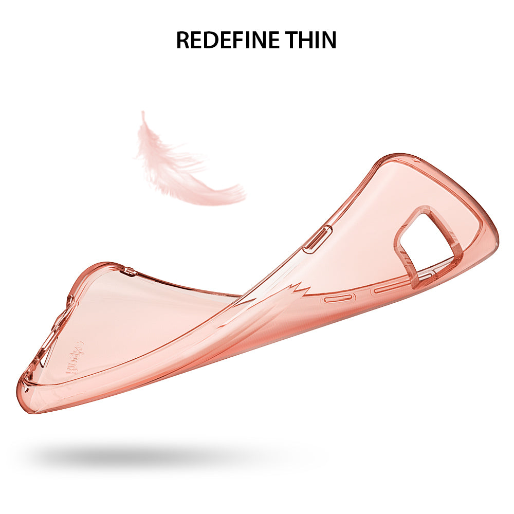 Galaxy S8 Plus Case | Air - A flexible, rose gold transparent phone case floating with a single feather.