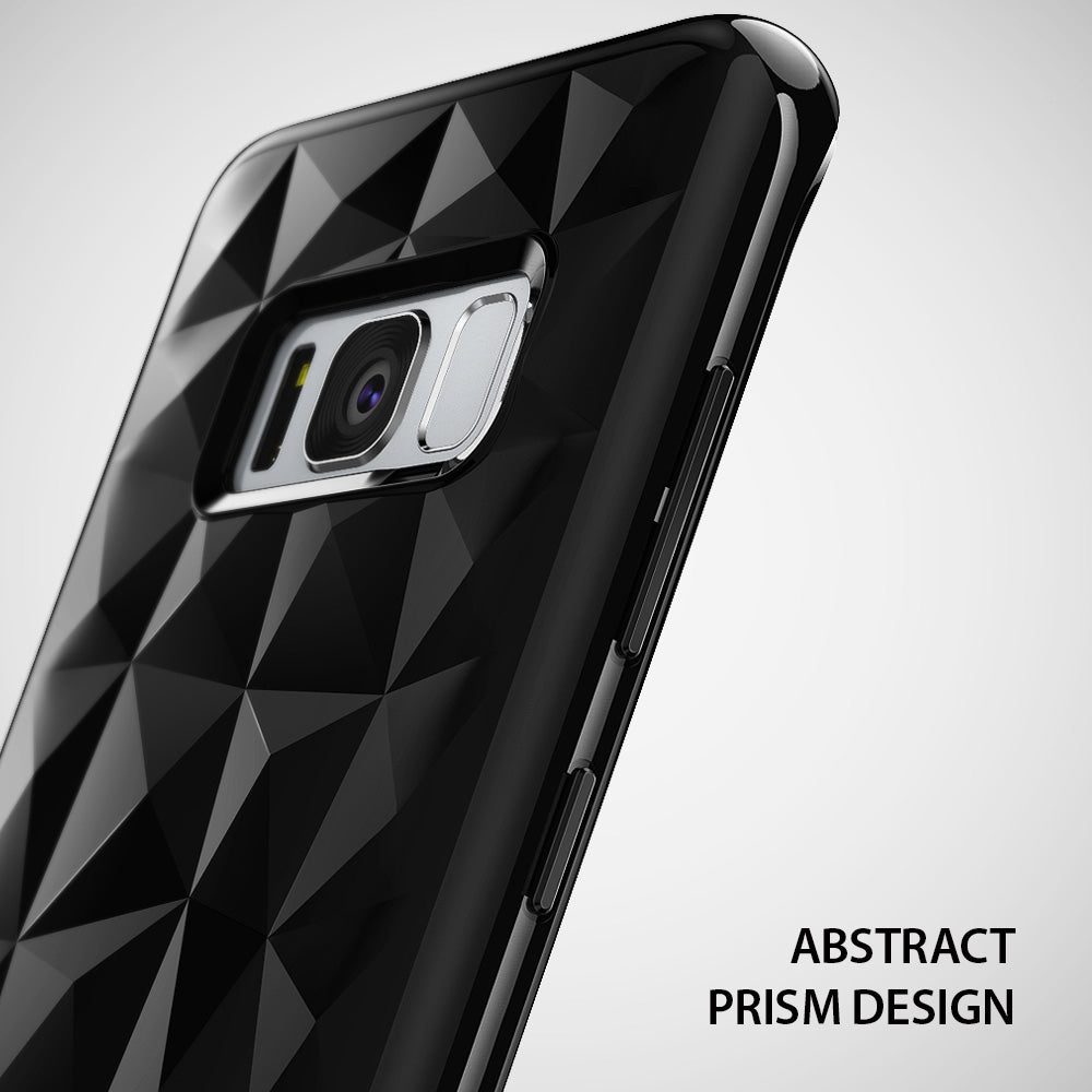 Galaxy S8 Case | Air Prism - Black phone case with a geometric, 3D diamond-shaped prism texture on the back.