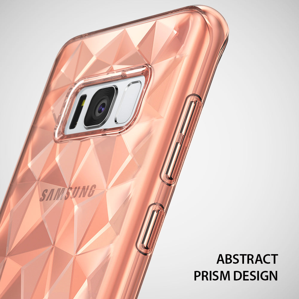 Galaxy S8 Case | Air Prism - Rose gold translucent phone case with a geometric, faceted prism pattern on the back.