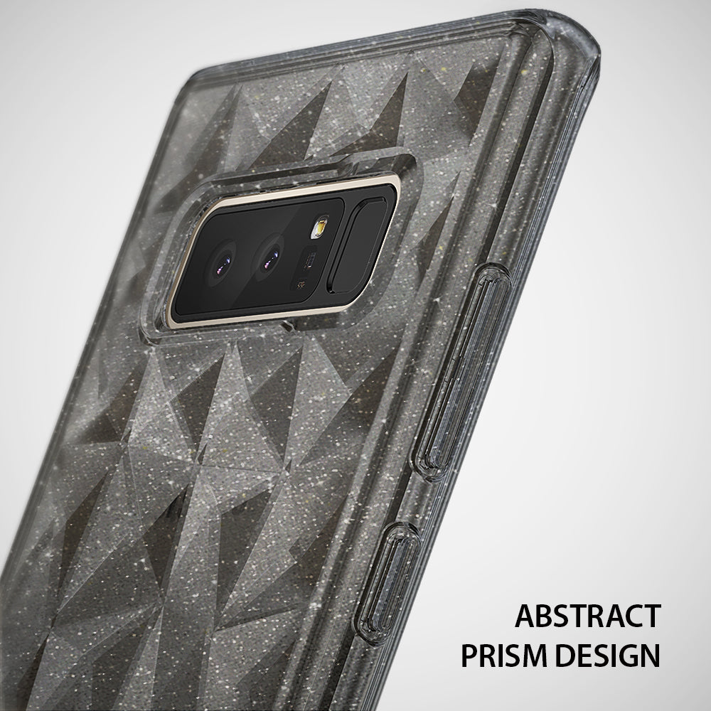 Galaxy Note 8 Case | Air Prism Glitter - Gray glitter phone case with a geometric, abstract prism pattern.