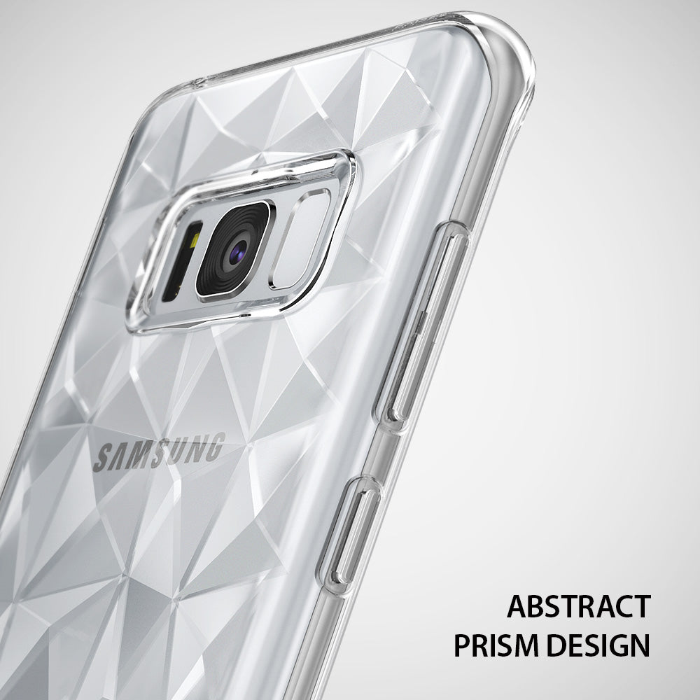 Galaxy S8 Case | Air Prism - Clear phone case with a geometric, faceted prism pattern on the back and cutouts for the camera.