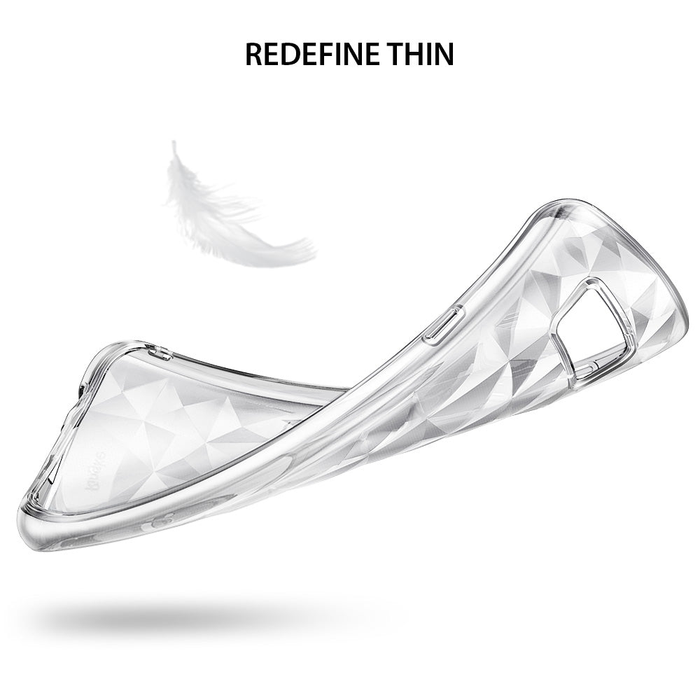 Galaxy S8 Case | Air Prism - Flexible clear phone case with a geometric prism pattern and a floating white feather.