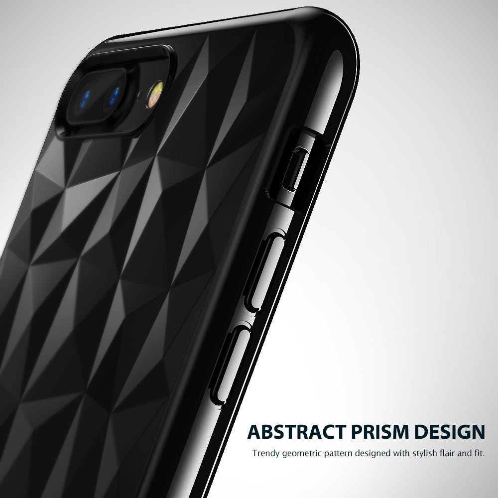 iPhone 8 Plus / 7 Plus Case | Air Prism - Black phone case with a textured, geometric prism pattern on the back.