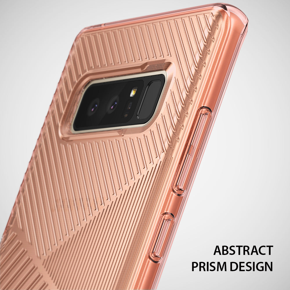 Galaxy Note 8 Case | Bevel - Rose gold phone case with a textured, abstract prism pattern and camera cutout.
