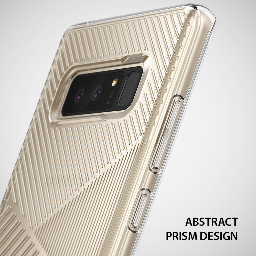 Galaxy Note 8 Case | Bevel - Clear phone case with a textured, diagonal prism pattern on the back and side button covers.