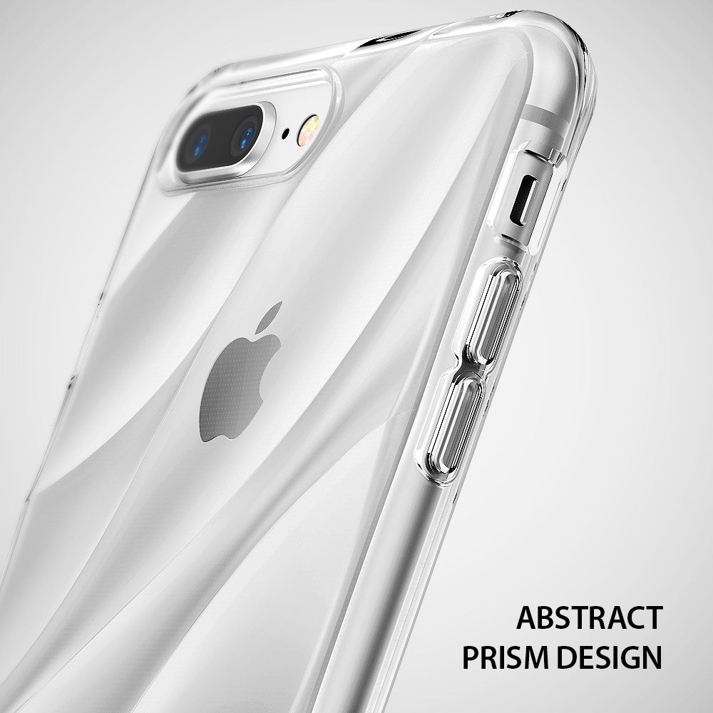 iPhone 8 Plus / 7 Plus Case | Flow - Clear phone case with an abstract prism pattern revealing the Apple logo.