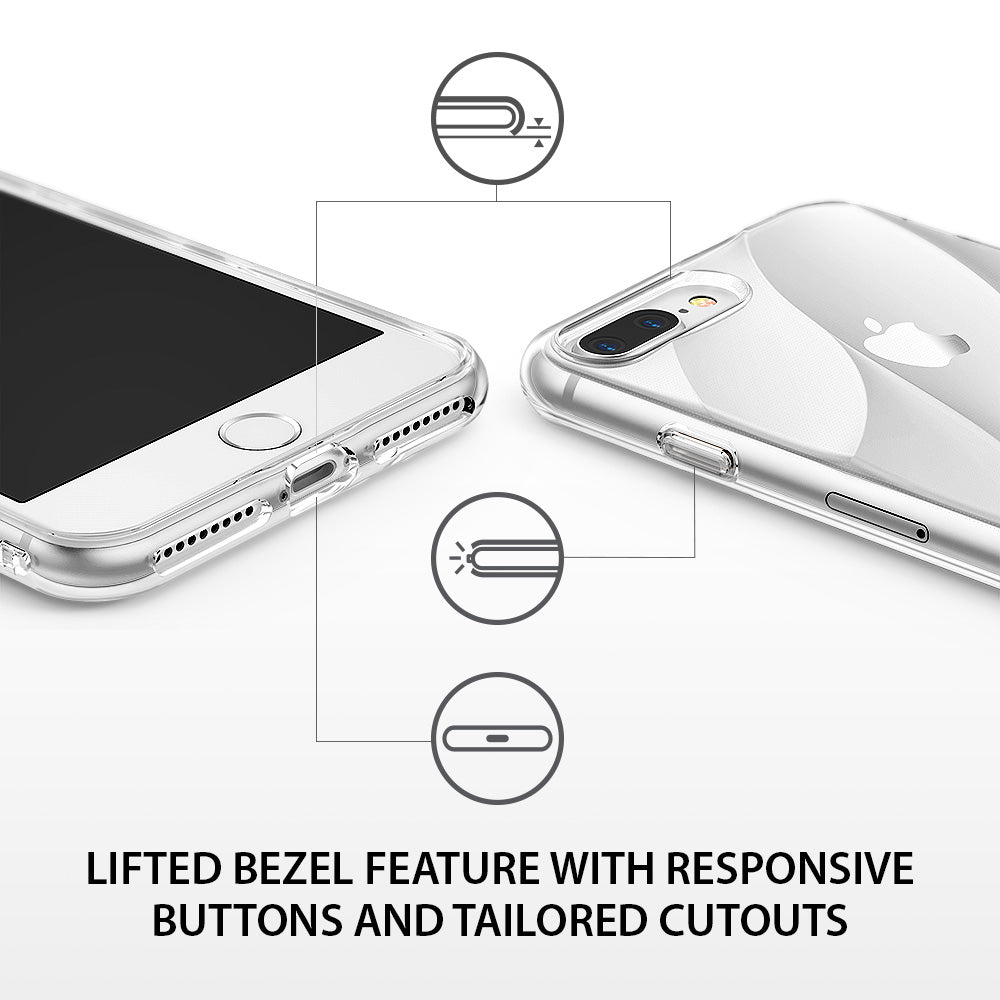 iPhone 8 Plus / 7 Plus Case | Flow - Clear phone case showing lifted bezels, responsive buttons, and precise cutouts.