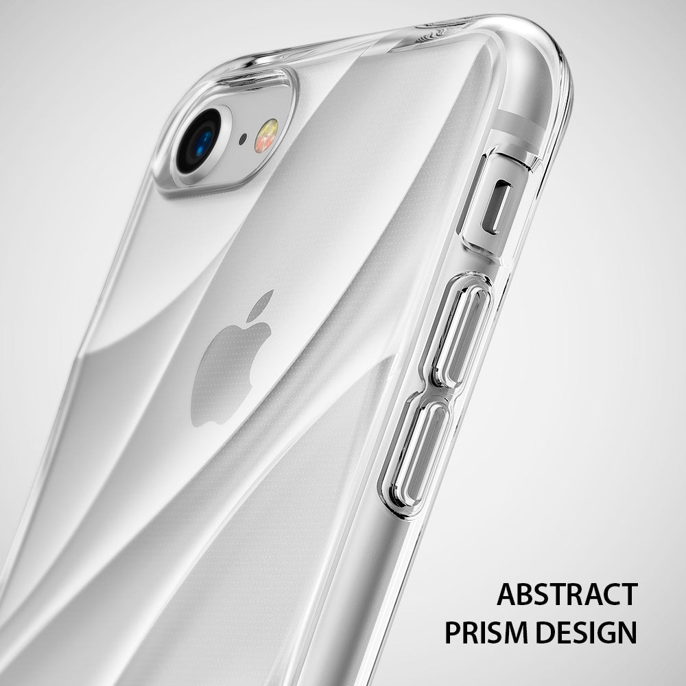 iPhone 8 / 7 / SE 2020 Case | Flow - Clear phone case with an abstract prism pattern on the back and silver side buttons.