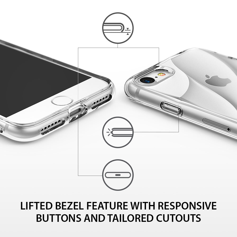 iPhone 8 / 7 / SE 2020 Case | Flow - Clear phone case showing lifted screen bezels, responsive buttons, and precise port cutouts.