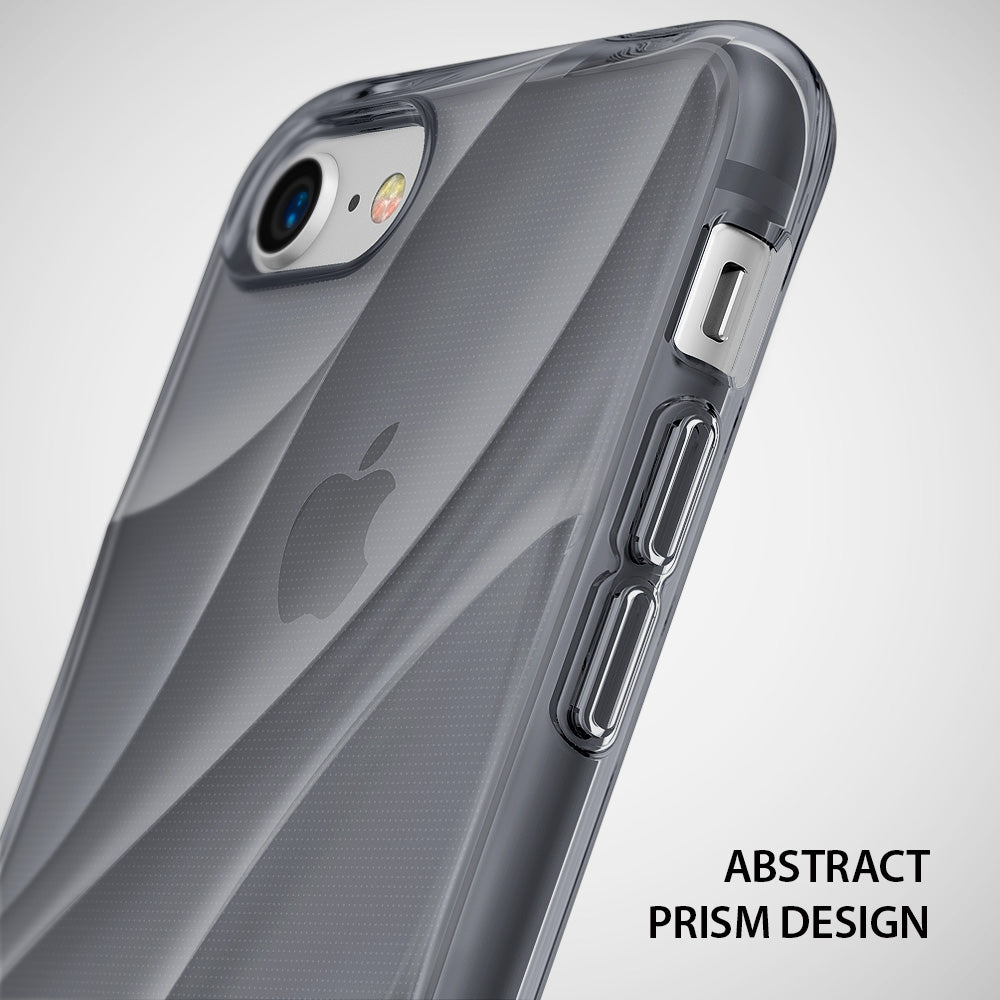 iPhone 8 / 7 / SE 2020 Case | Flow - Translucent smoke black phone case with an abstract prism pattern and metallic buttons.