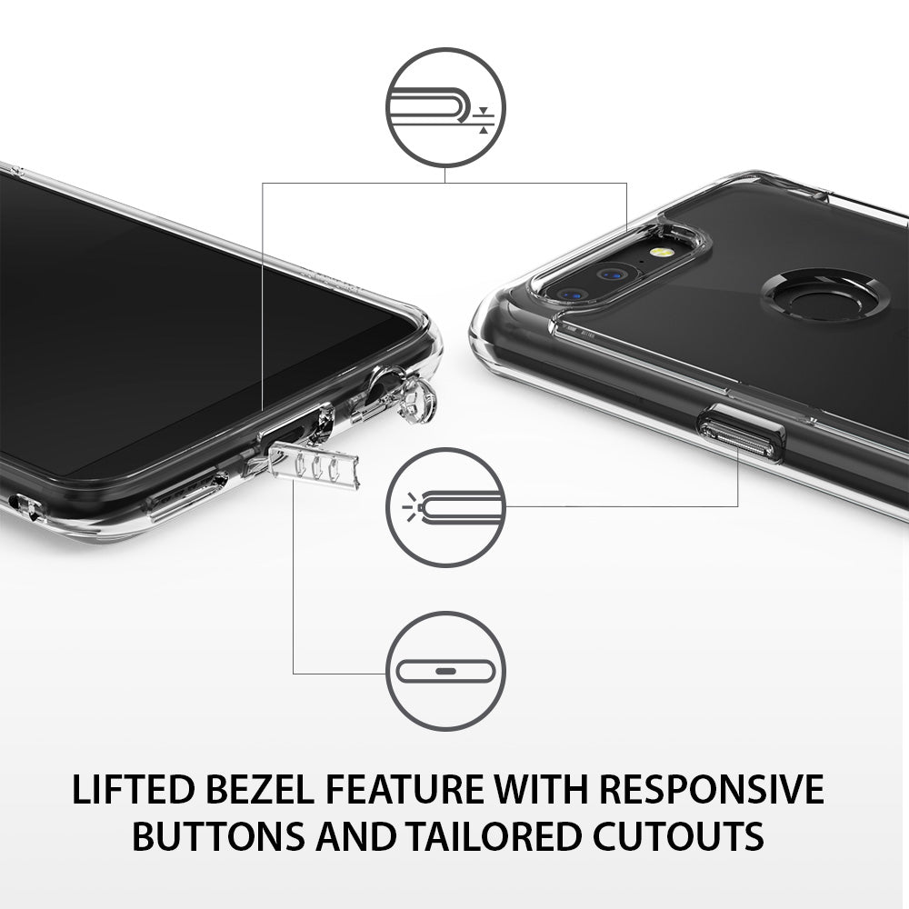 OnePlus 5T Case | Fusion - Clear phone case showing raised screen bezels, responsive button covers, and precise port cutouts.