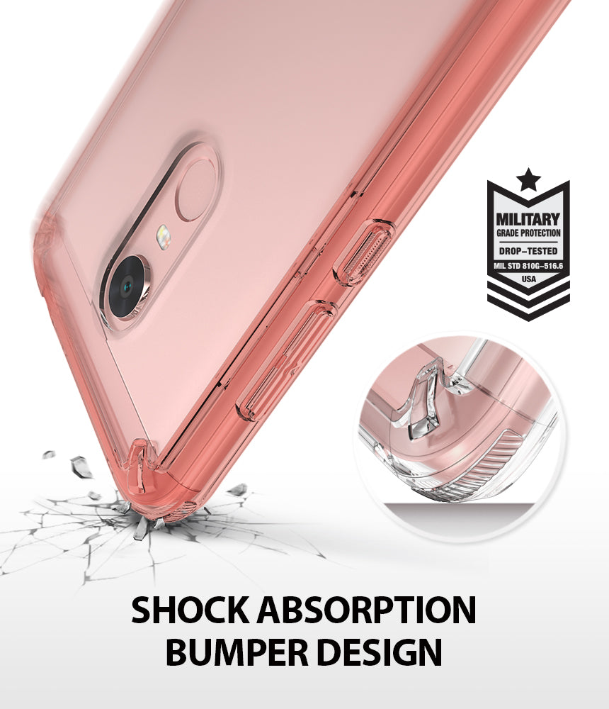 Redmi Note 5 / 5 Plus | Fusion - Rose gold phone case with shock-absorbing bumper and military-grade drop protection.
