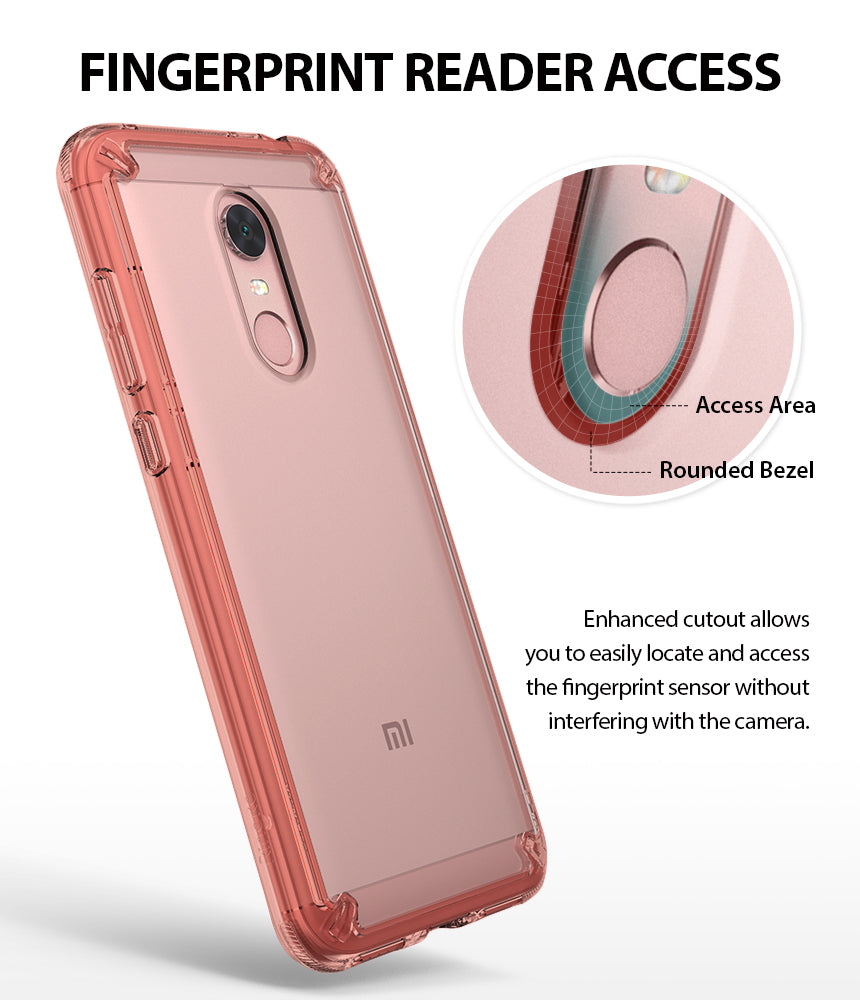 Redmi Note 5 / 5 Plus | Fusion - Rose gold phone case with a highlighted cutout for easy fingerprint sensor access.