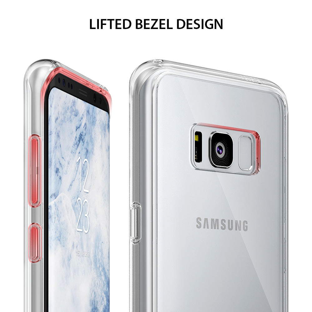 Galaxy S8 Case | Fusion - Clear phone case highlighting raised bezels around the screen and camera lens for protection.