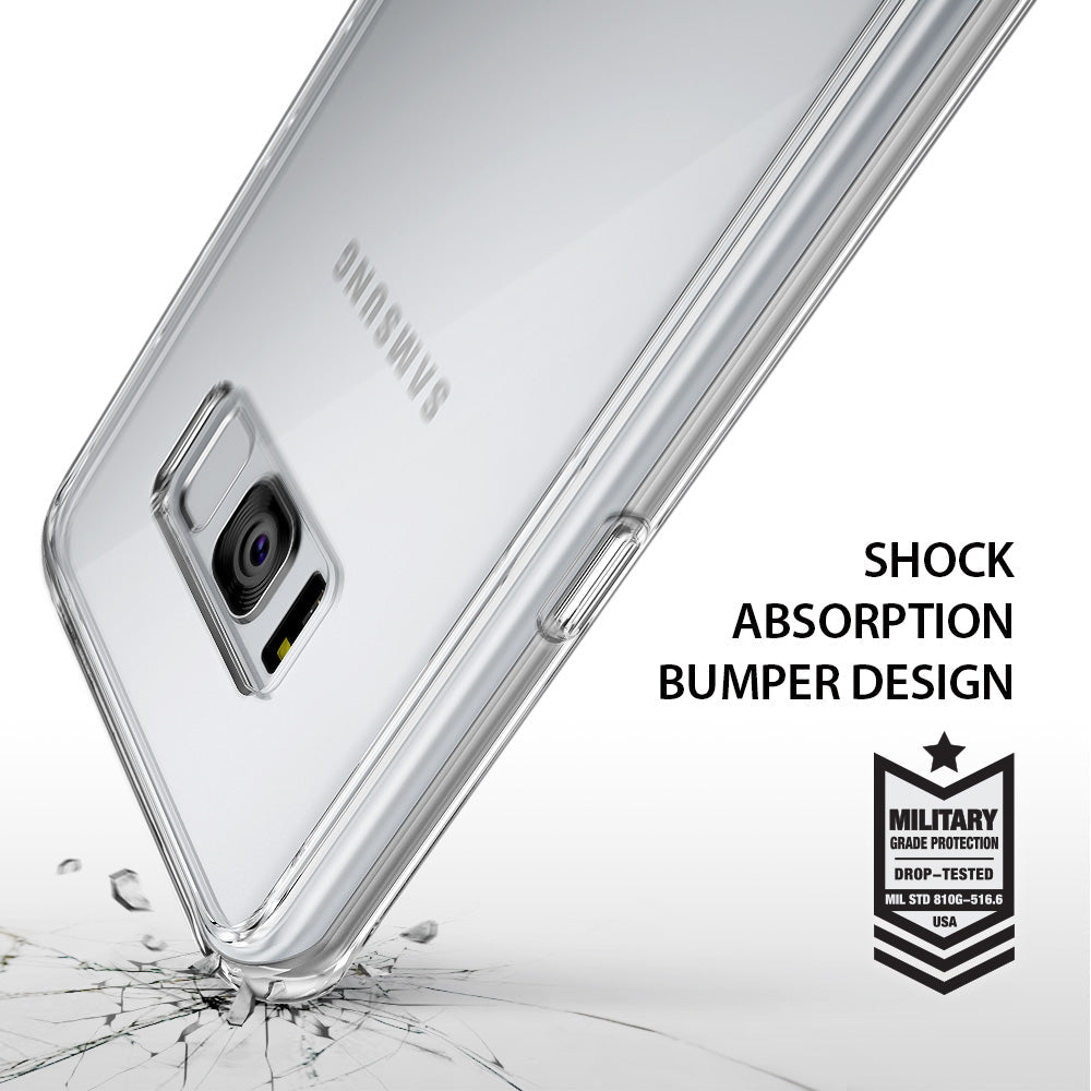 Galaxy S8 Case | Fusion - Clear phone case on a Galaxy S8 with shock absorption bumper design and military grade certification.