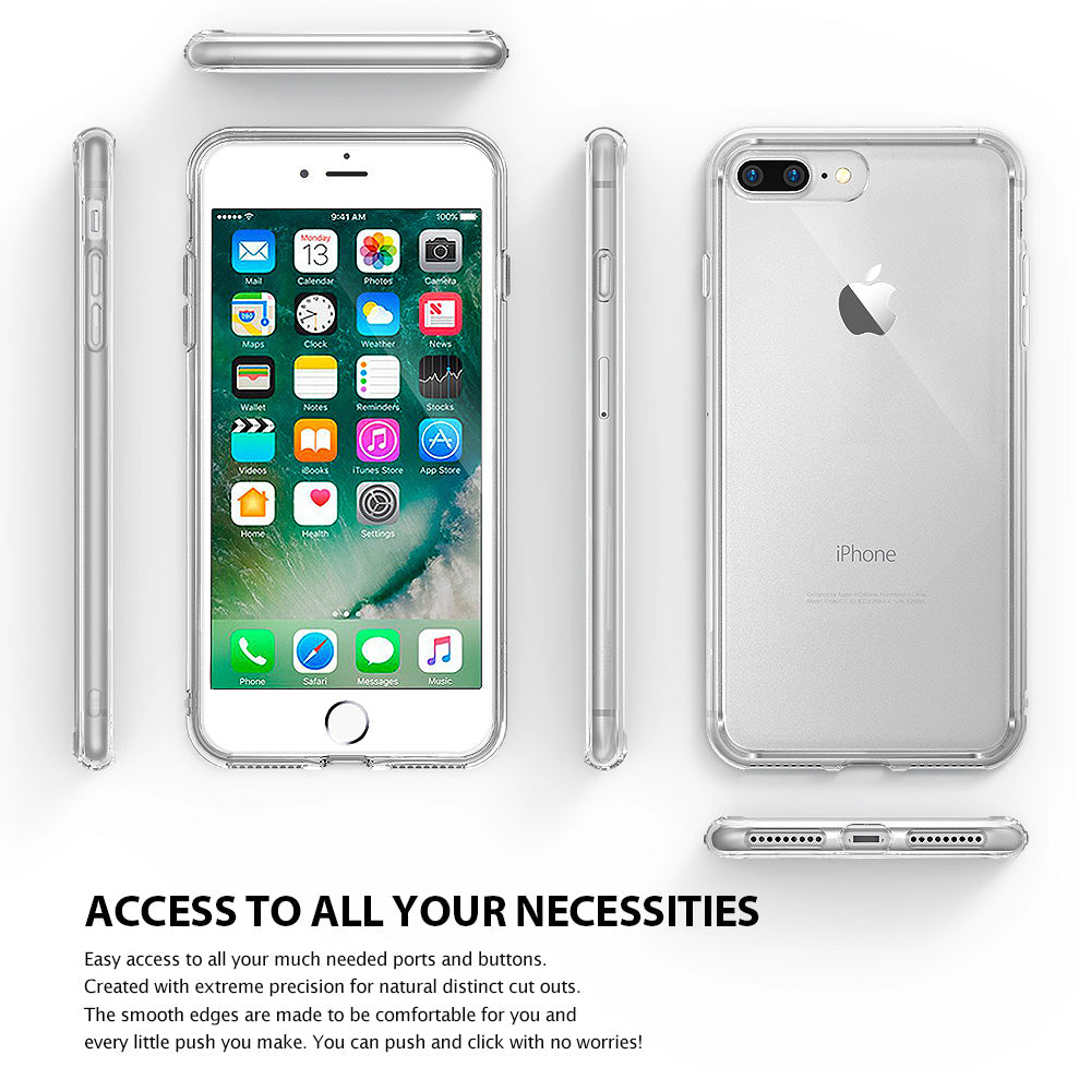 iPhone 8 Plus / 7 Plus Case | Fusion - Clear protective case shown from front, back, and all four side angles.