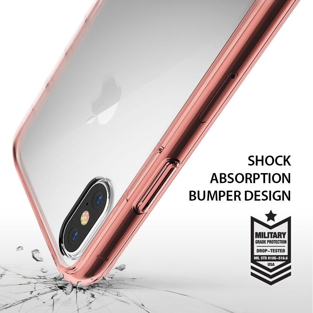 iPhone X Case | Fusion - Rose gold iPhone X case with shock-absorbing bumper and military-grade drop protection certification.