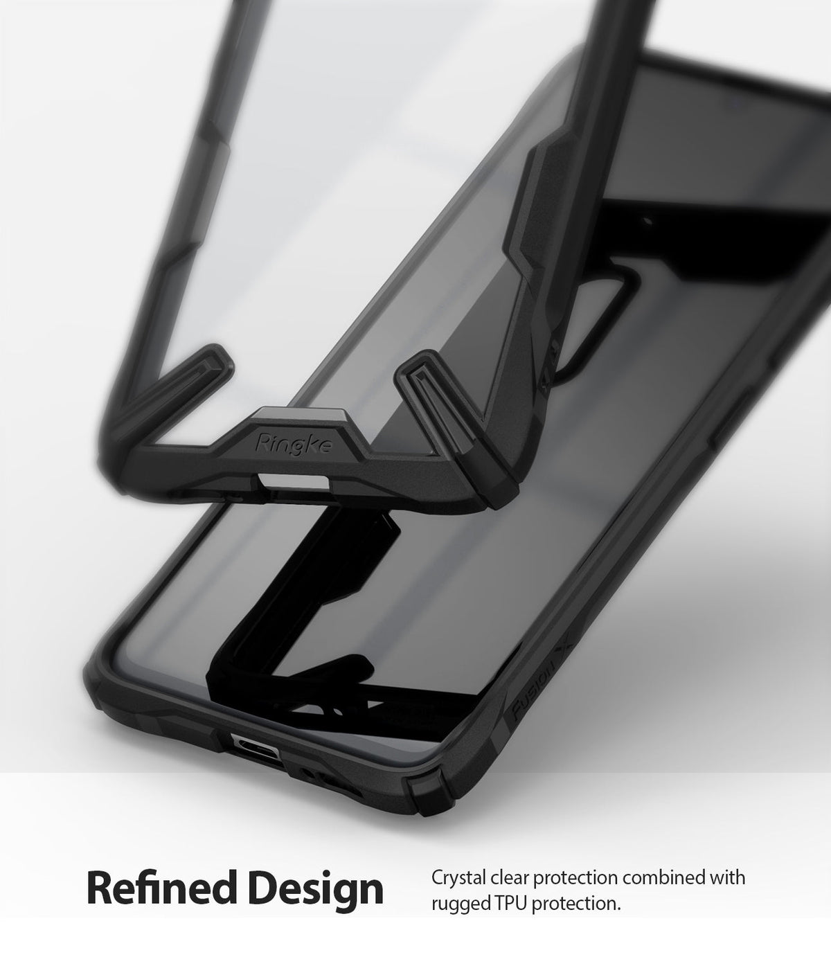 Galaxy A90 5G Case | Fusion-X - Two-piece rugged black and clear protective phone case with reinforced corners.