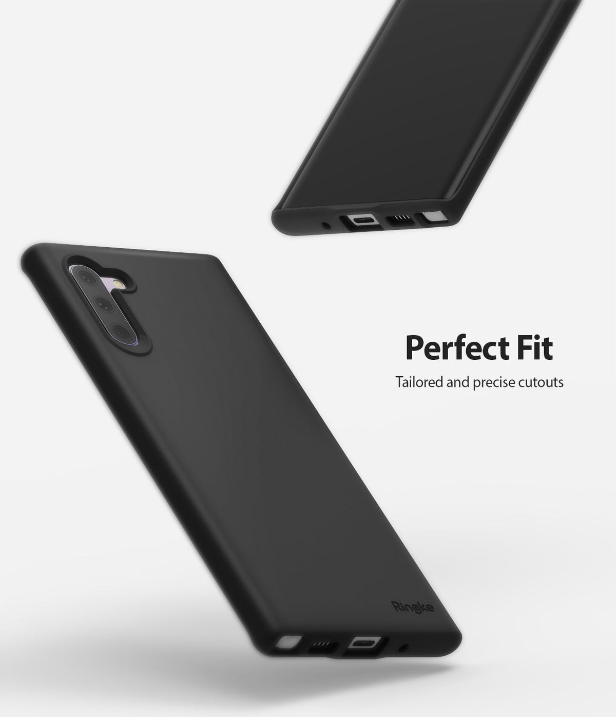 Galaxy Note 10 Case | Air-S - Matte black phone case showing camera, charging port, and stylus cutouts on a white background.