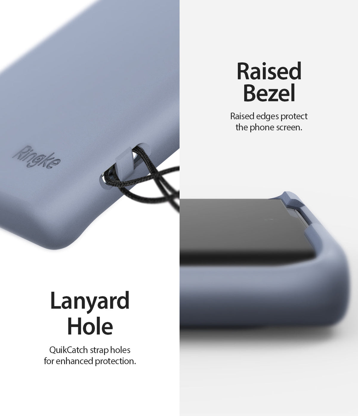 Galaxy Note 10 Case | Air-S - Lavender gray phone case showing a lanyard hole and raised screen protection edges.