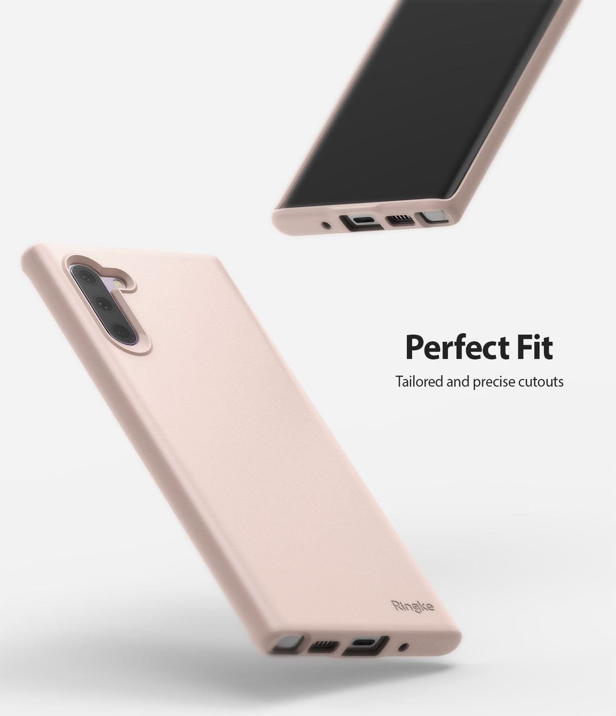Galaxy Note 10 Case | Air-S - Pink Sand phone case showing precise camera, port, and stylus cutouts on a Galaxy Note 10.