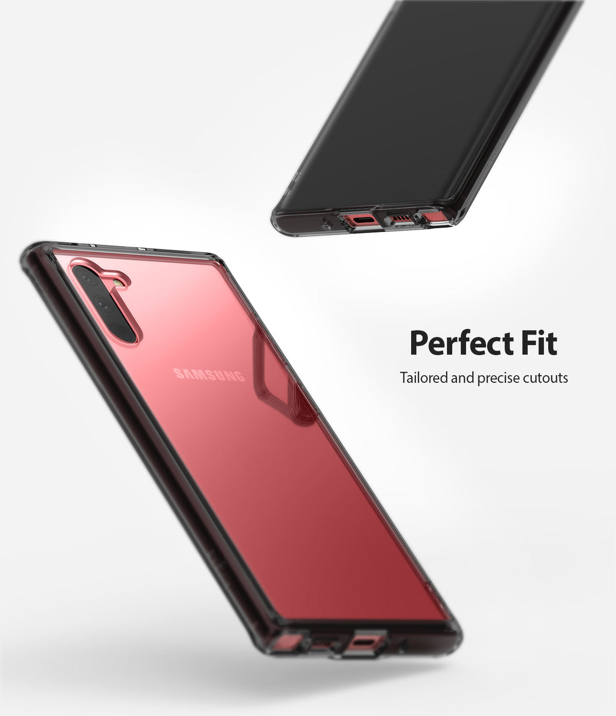 Galaxy Note 10 Case | Fusion - Transparent phone case on a Galaxy Note 10 showing precise port cutouts and fit.