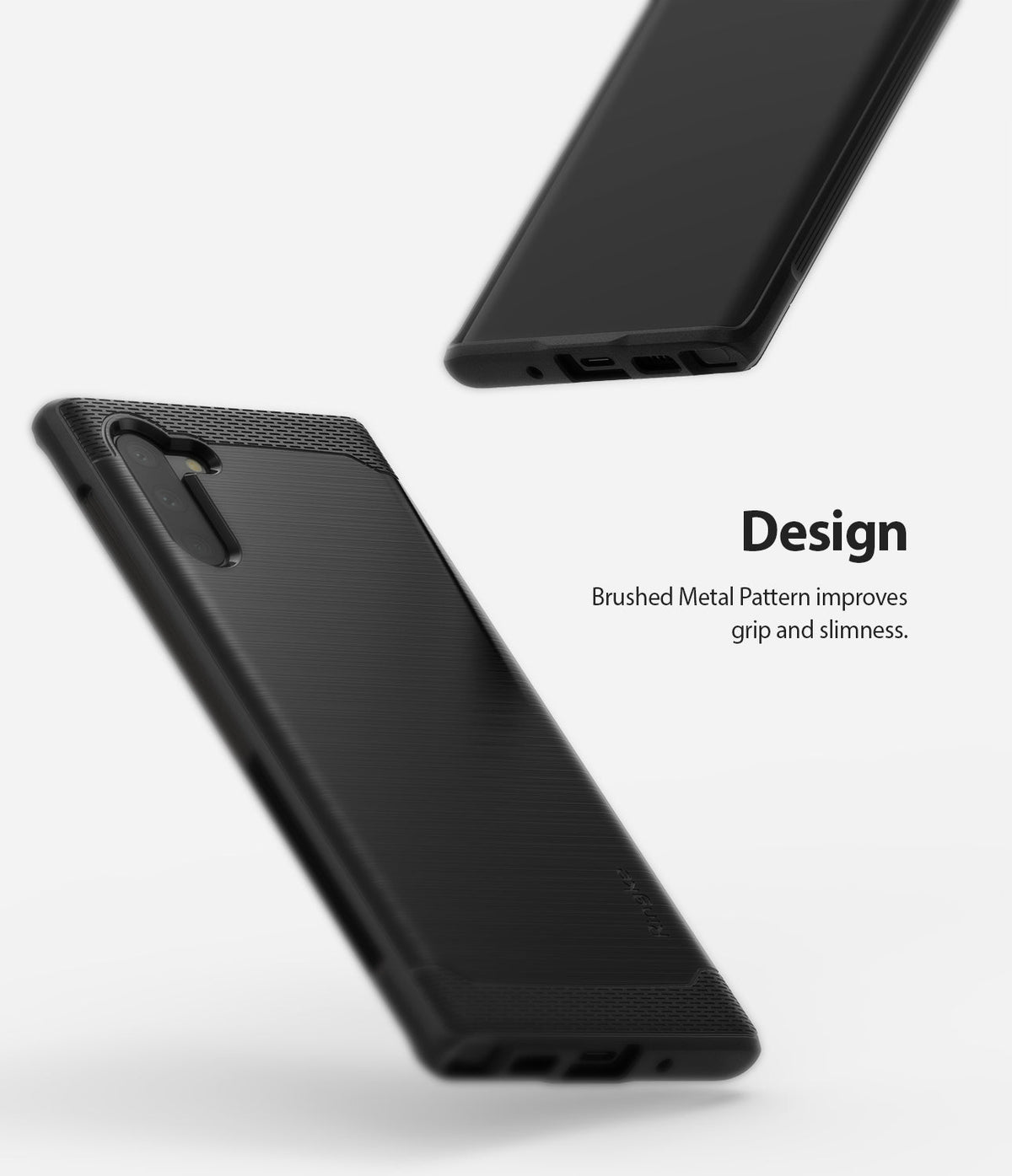 Galaxy Note 10 Case | Onyx - Black - Black phone case with brushed metal texture and textured top and bottom edges.
