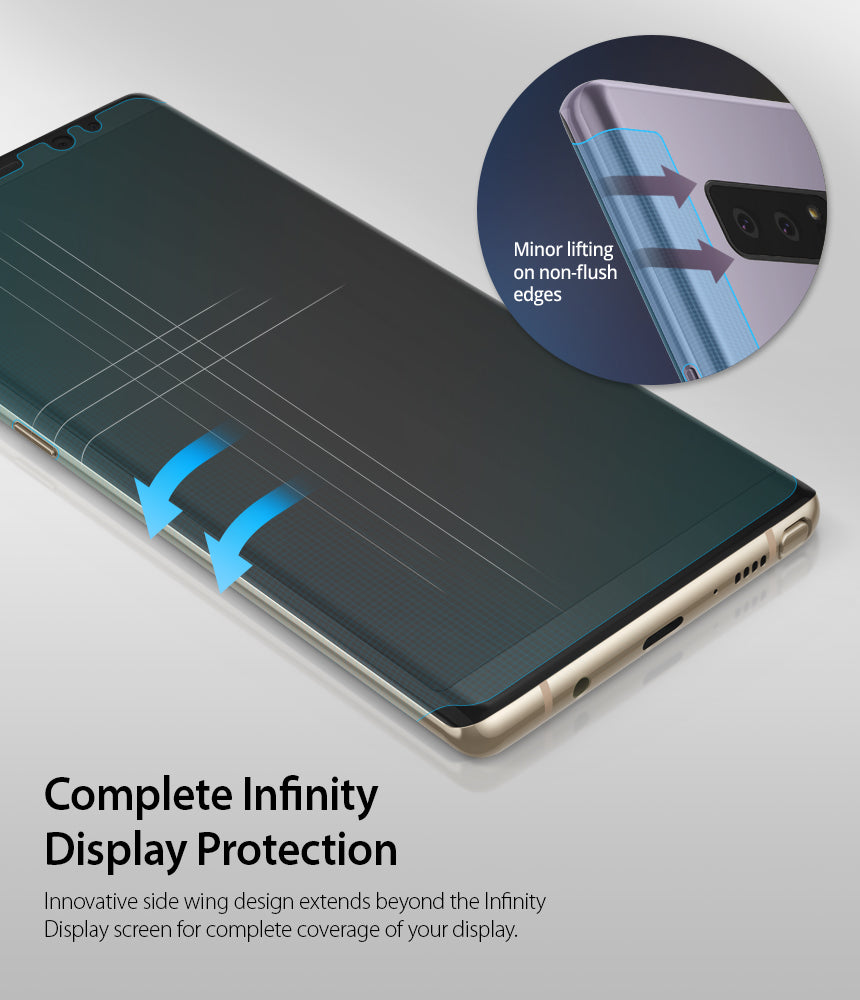 Galaxy Note 8 Screen Protector | Full Cover (2P) - Smartphone with curved screen protector and side wing detail.