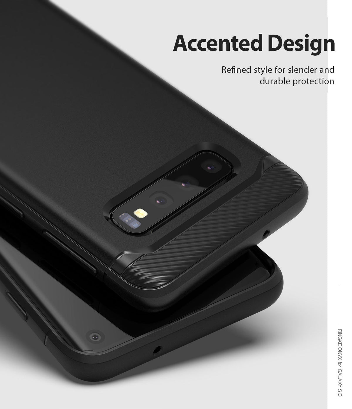 Galaxy S10 Case | Onyx - Matte black phone case with a textured, carbon-fiber style accent near the camera module.