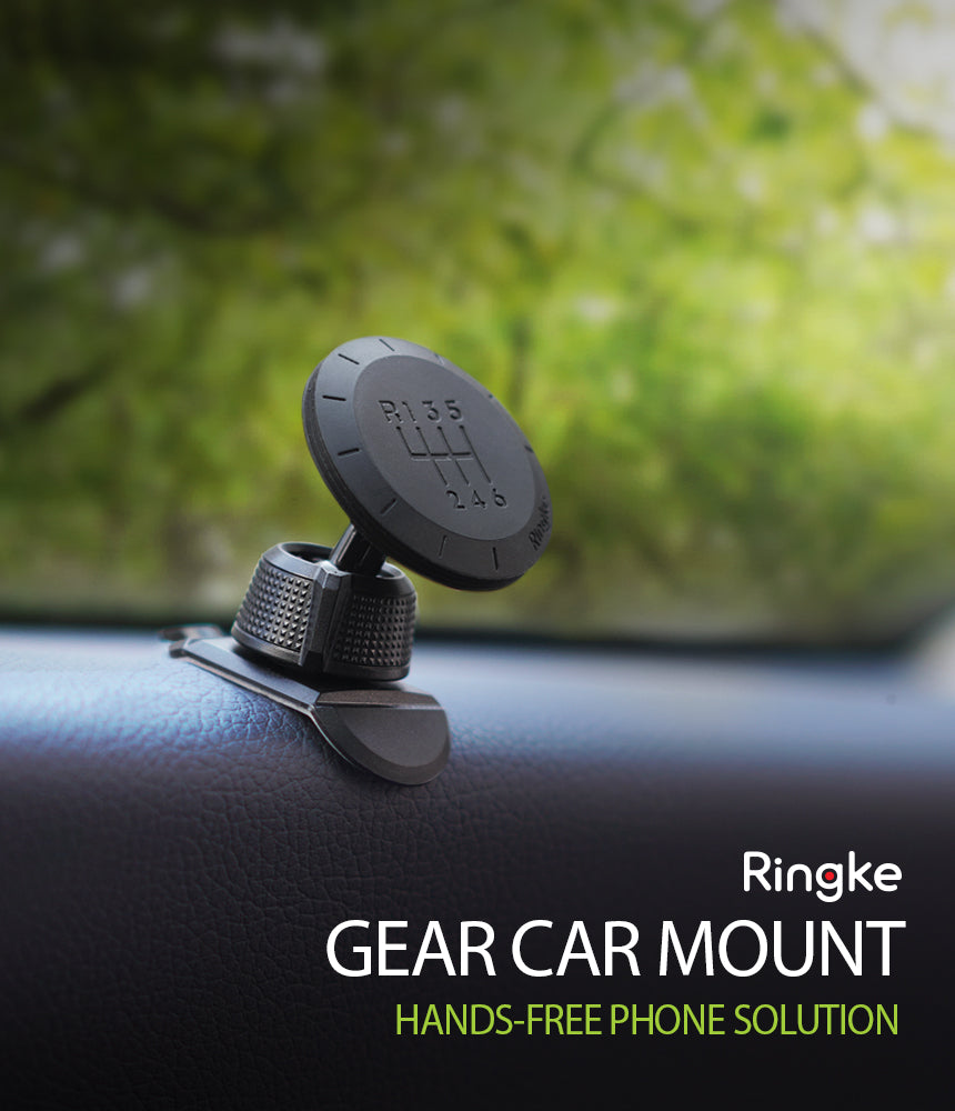 Magnetic Gear Car Mount - A black magnetic phone mount shaped like a manual car gear shifter attached to a dashboard.