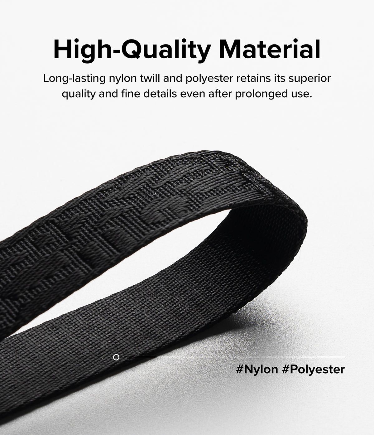 Hand Strap | Basic - Close-up of a black woven nylon and polyester hand strap with a textured, durable fabric pattern.
