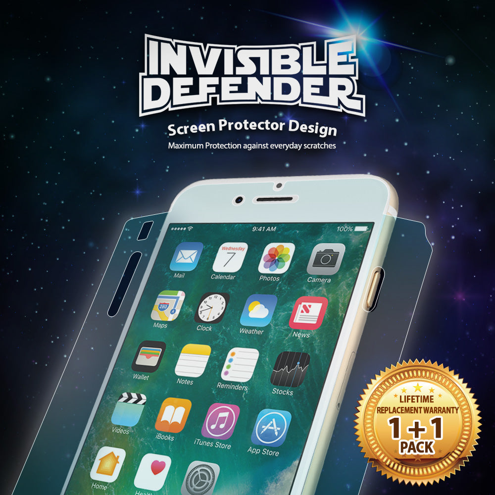 iPhone 8 Plus / 7 Plus Screen Protector | Invisible Defender - Smartphone with screen protector and 1+1 pack seal.