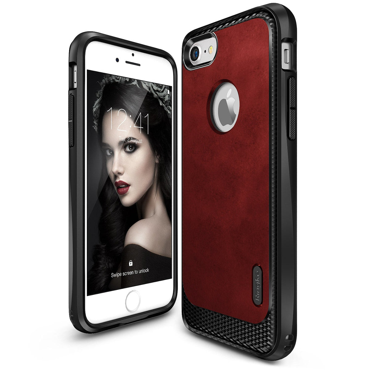 iPhone 7 Case | Flex S - Red and black protective phone case shown from front and back angles on a white background.