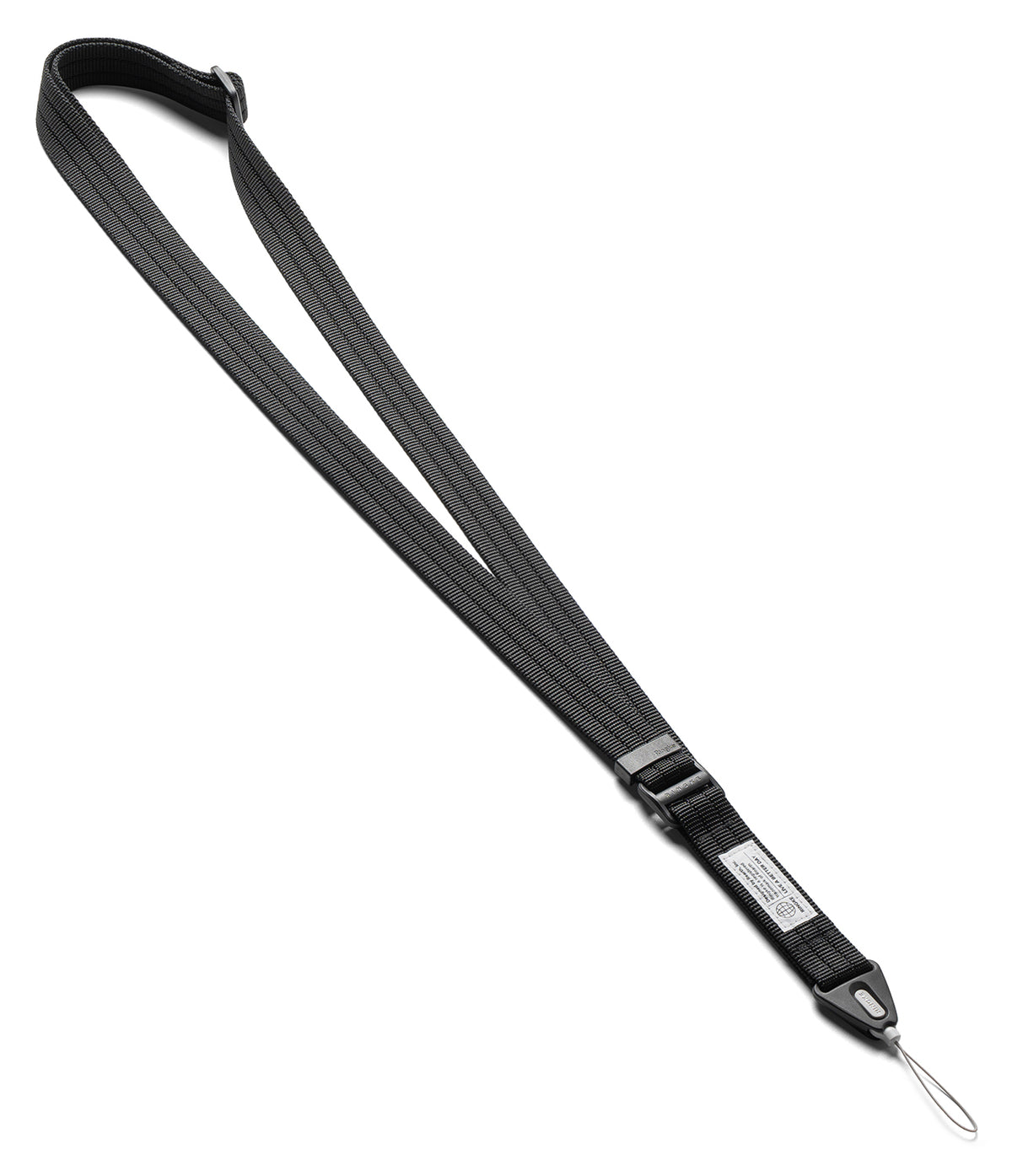Design Lanyard Strap - A black multi-strap lanyard with a quick-release plastic buckle and a silver metal loop at the end, shown on a plain white background.