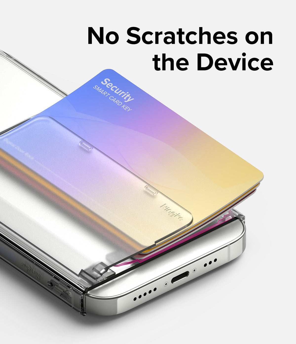 Card Holder | Side Slot - A clear card holder attached to a smartphone, protecting the device surface from scratches.